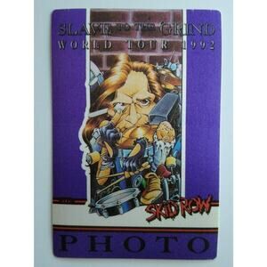 Skid Row Backstage Pass Original 1992 Slave To The Grind Tour Hard Rock Purple